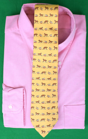 Hermes Paris Equestrian Rocking Horse Yellow Silk Tie