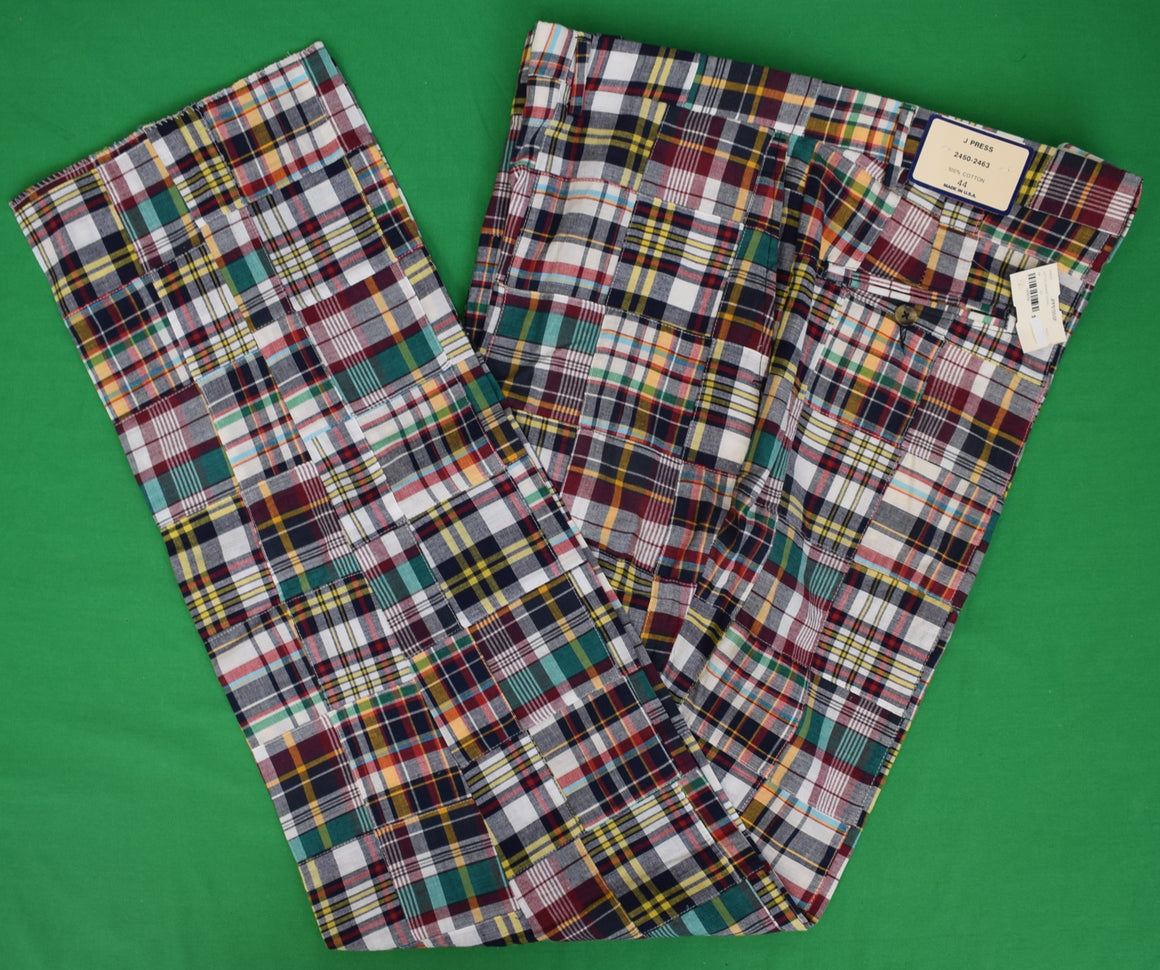 J. Press Made-in-USA Patchwork Authentic Madras Trousers Sz 44 (NWT)