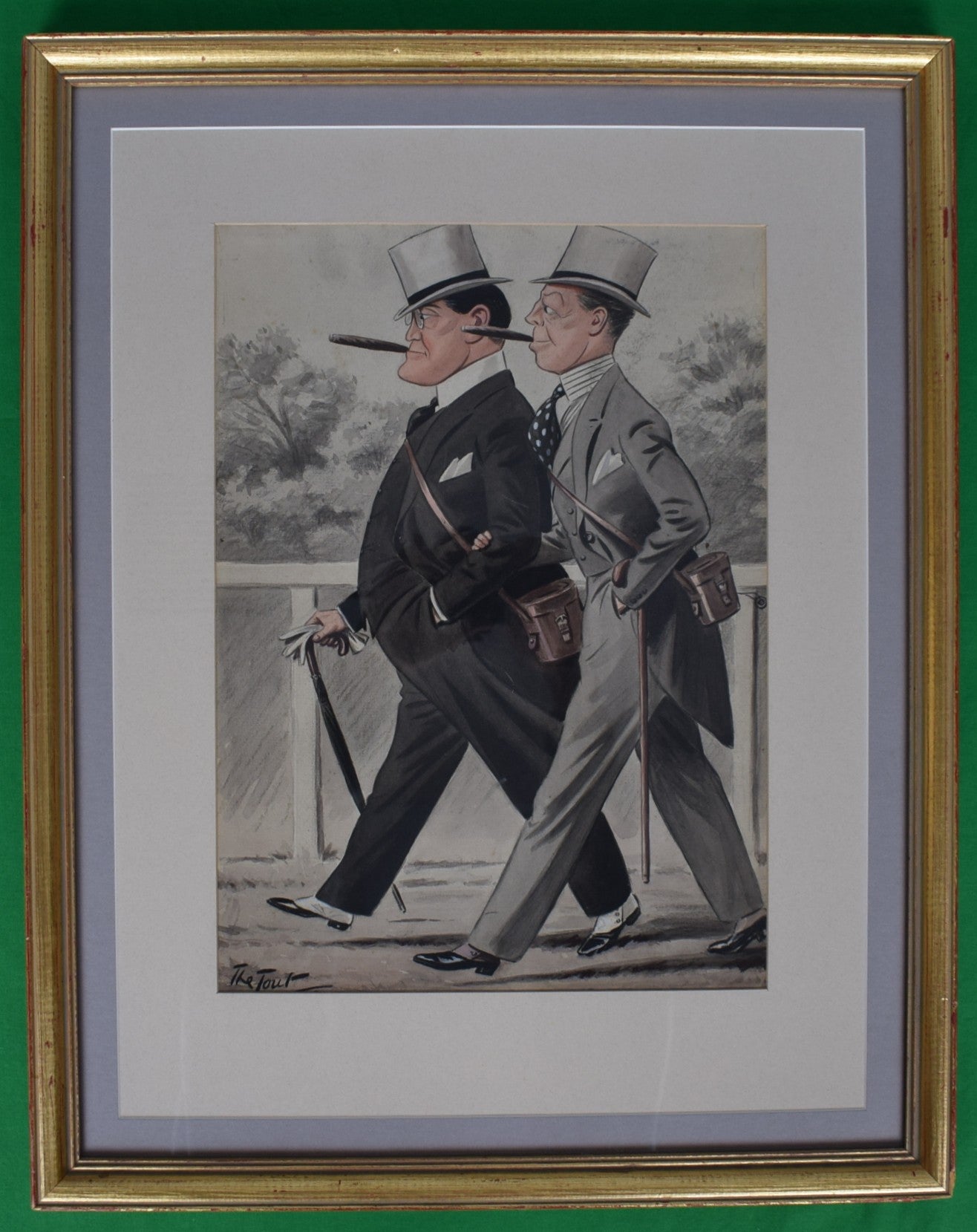Capt. the Hon. Lionel Montague & Lt. Col. the Hon. Freddie Cripps c1930s Watercolour by Peter Ronald Buchanan aka 'The Tout'