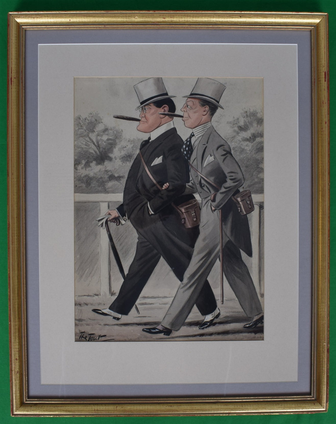 Capt. the Hon. Lionel Montague & Lt. Col. the Hon. Freddie Cripps c1930s Watercolour by Peter Ronald Buchanan aka 'The Tout'