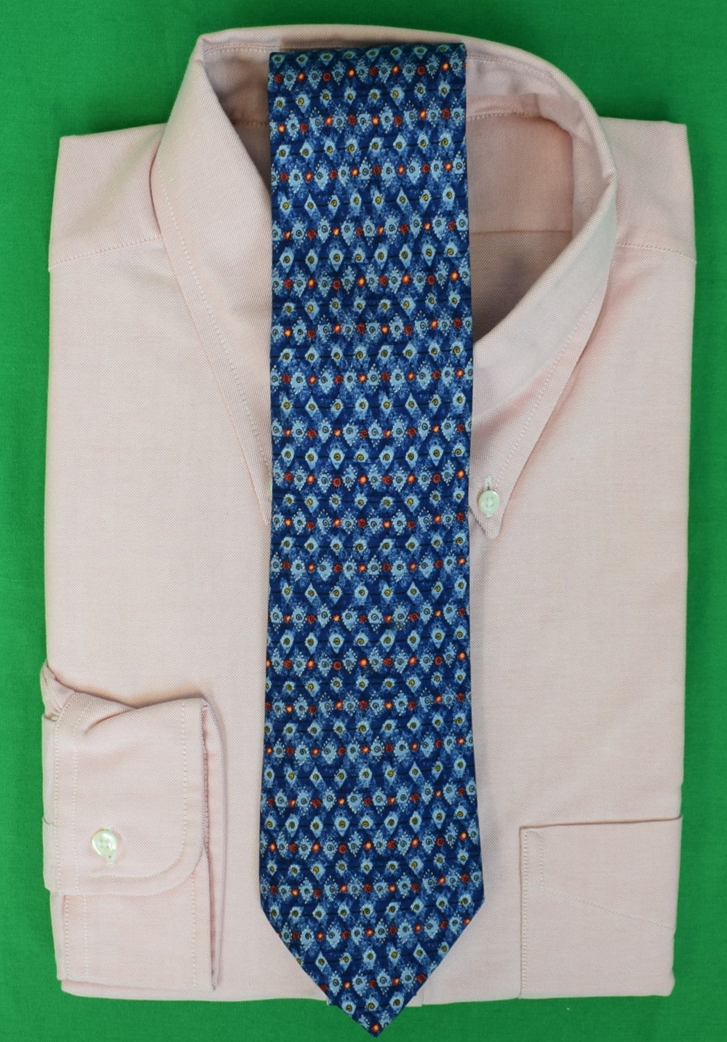 Hermès Paris Blue Foulard Print Silk Tie