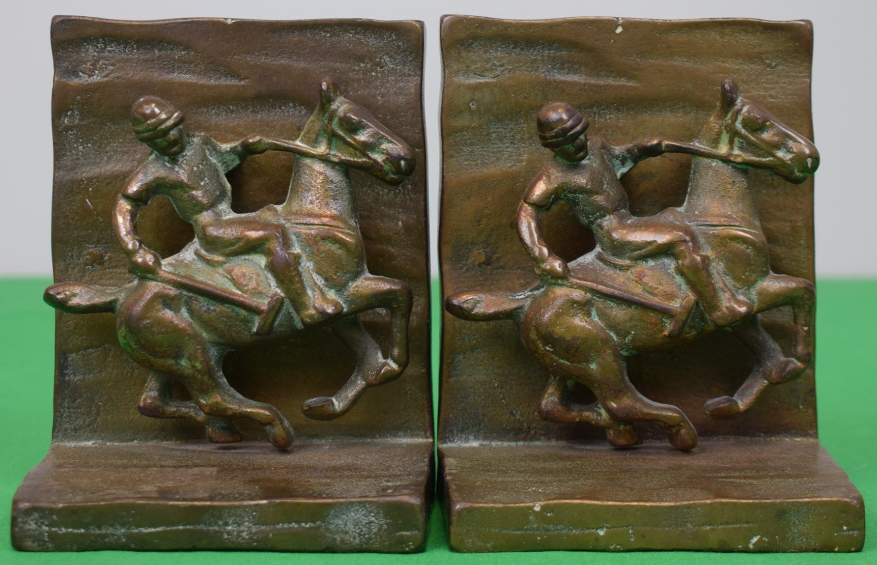 Pair x Art Deco Polo Bronze Bookends