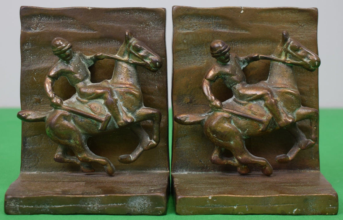 Pair x Art Deco Polo Bronze Bookends