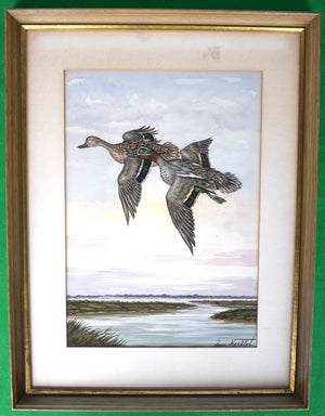 Two Ducks In Flight Over Marsh Ex- C.Z. Guest Estate