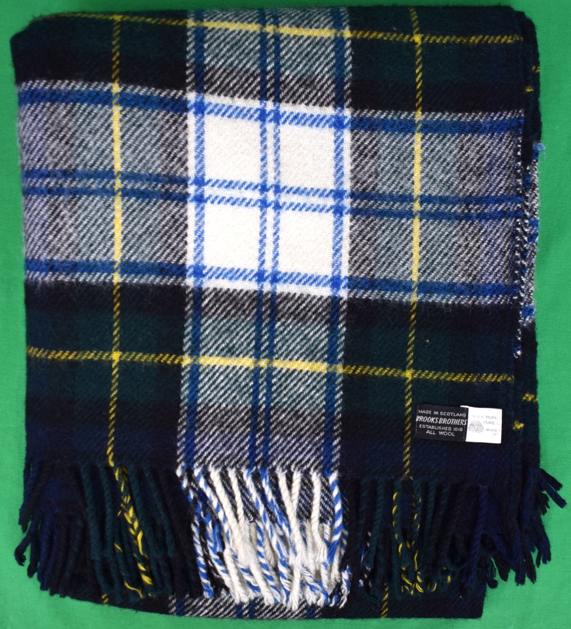 Brooks Brothers Dress Gordon Tartan Wool Plaid Blanket/ Throw Made in Scotland