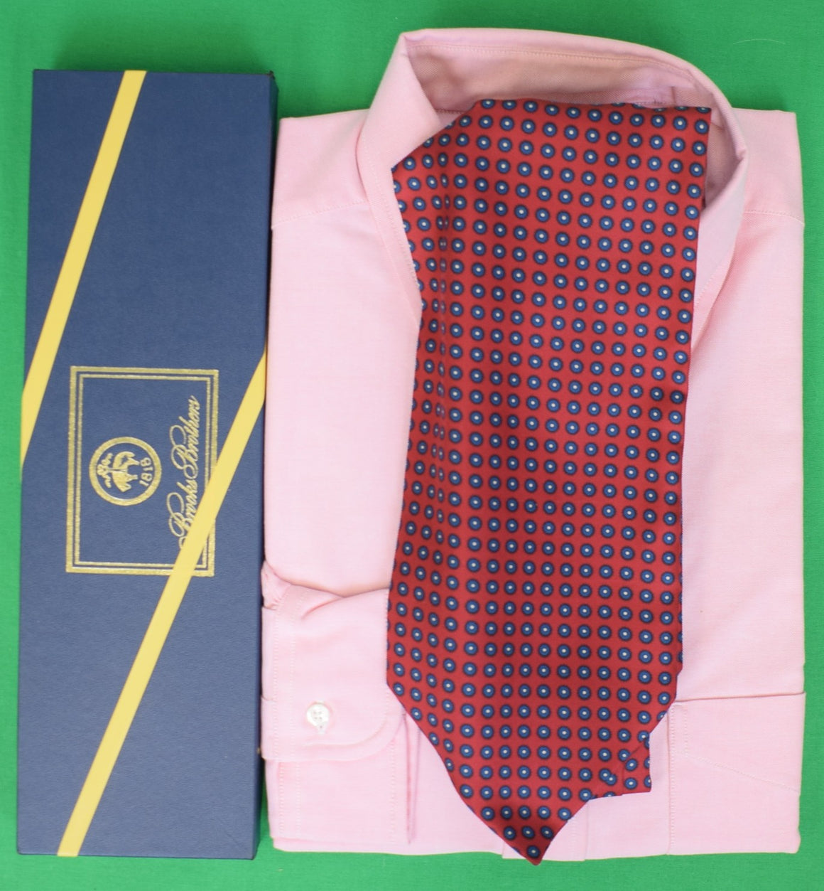 "Brooks Brothers Burgundy w/ Blue Foulard English Silk Ascot" (NWOT w/ BB Box)
