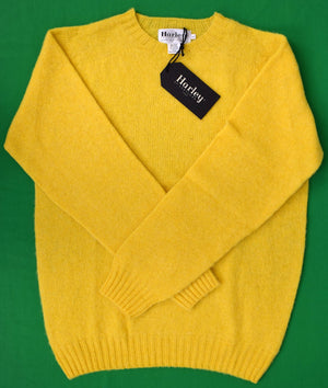 "Harley Of Scotland Lemon Yellow Shaggy Dog Shetland Wool Crewneck Sweater" Sz L (NWT)