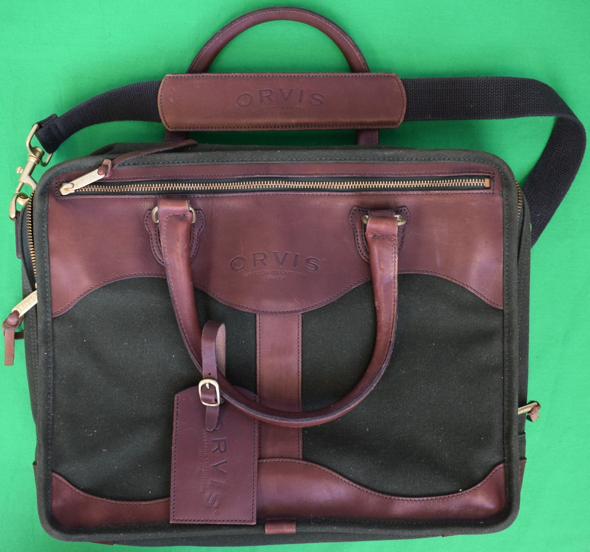 "Orvis Battenkill Hunter Green Canvas/ Leather Tote Bag" (LNWOT) (SOLD)