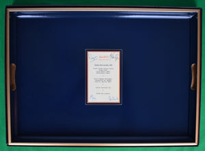 "Annabel's Club London c1989 Menu Embossed On Oxford Blue Lacquer Tray w/ Gilt Trim" (NIB)