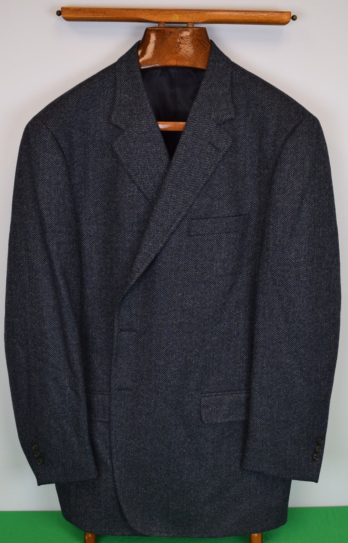 J. Press 95% Wool/ 5% Cashmere Char Blue Herringbone Tweed Sport Jacket Sz 48T (NWOT)