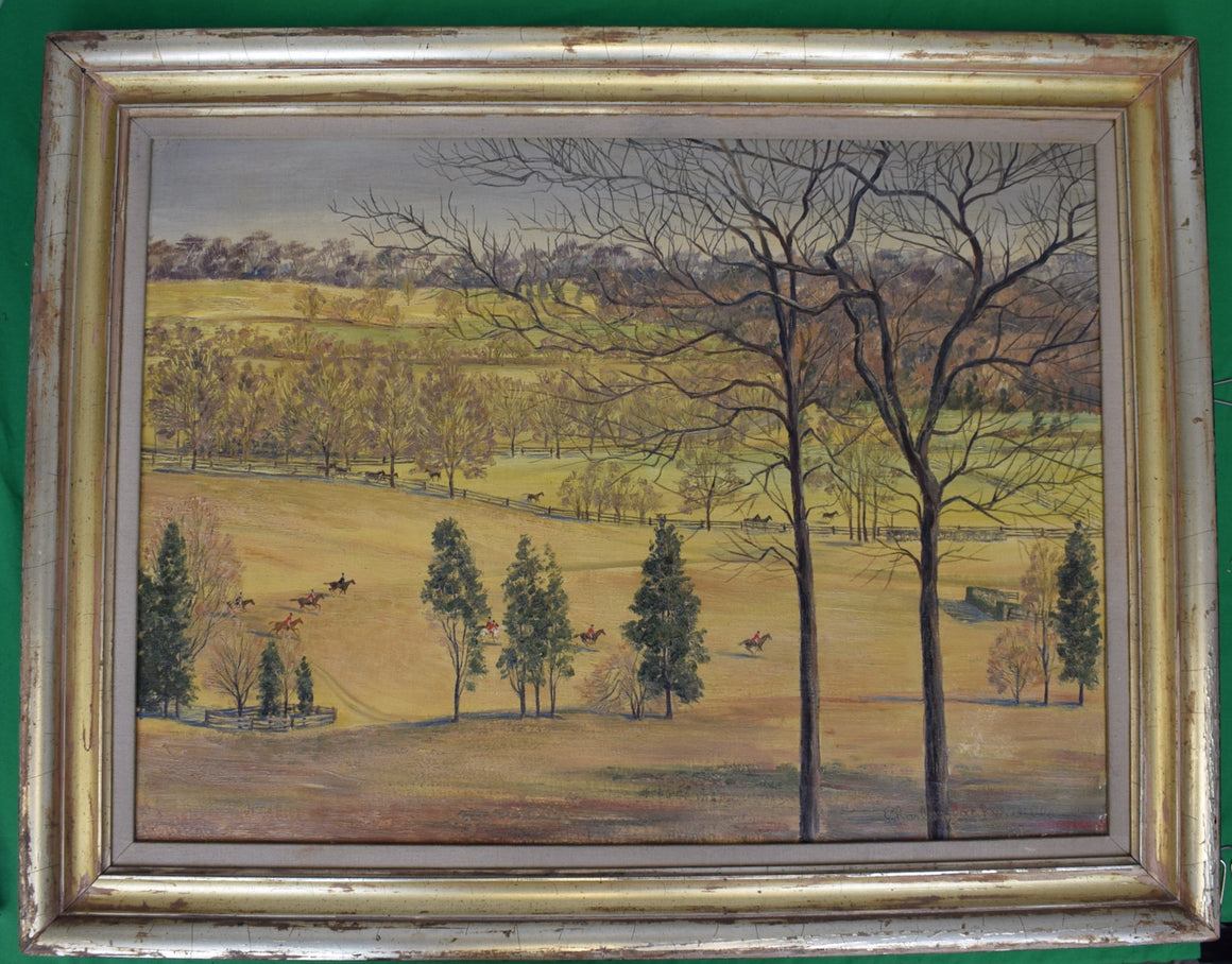 "The Meadowbrook Hunt Crossing the Whitney Fields" Dec 6, 1941 O/C by Charles Baskerville