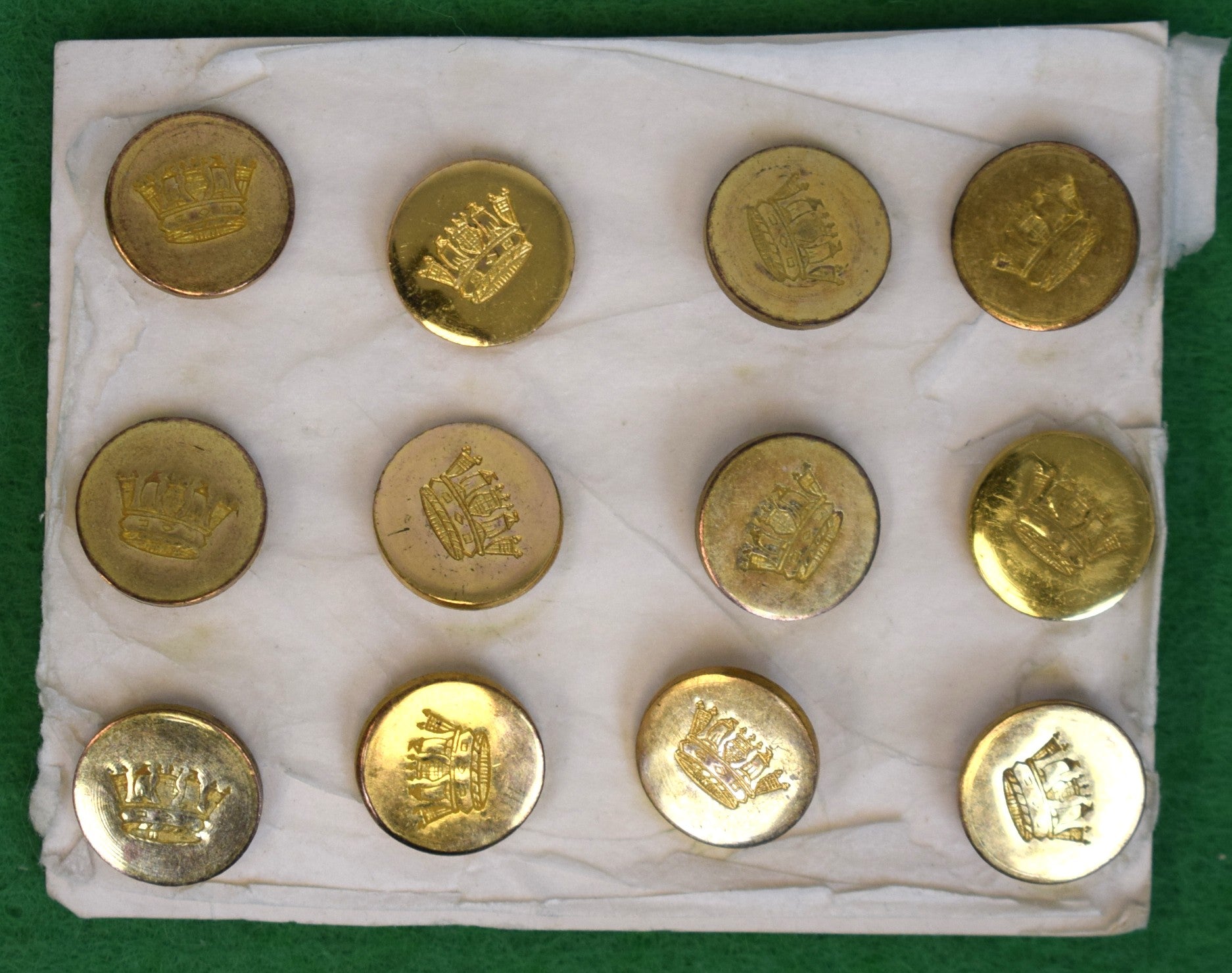 Set x 12 British Royal Navy Polo Assc. c1910 Brass Blazer Sleeve Buttons