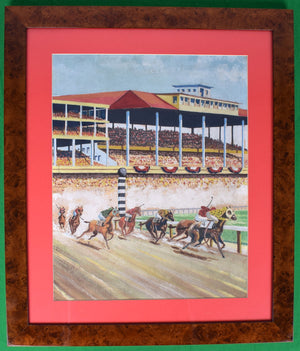 "Racetrack Field of Seven Rounding The Turn" Watercolor & Gouache