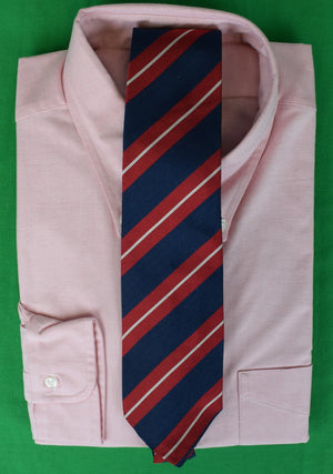 O'Connell's x Atkinsons Navy w/ Red/ Silver Irish Silk Repp Stripe Tie