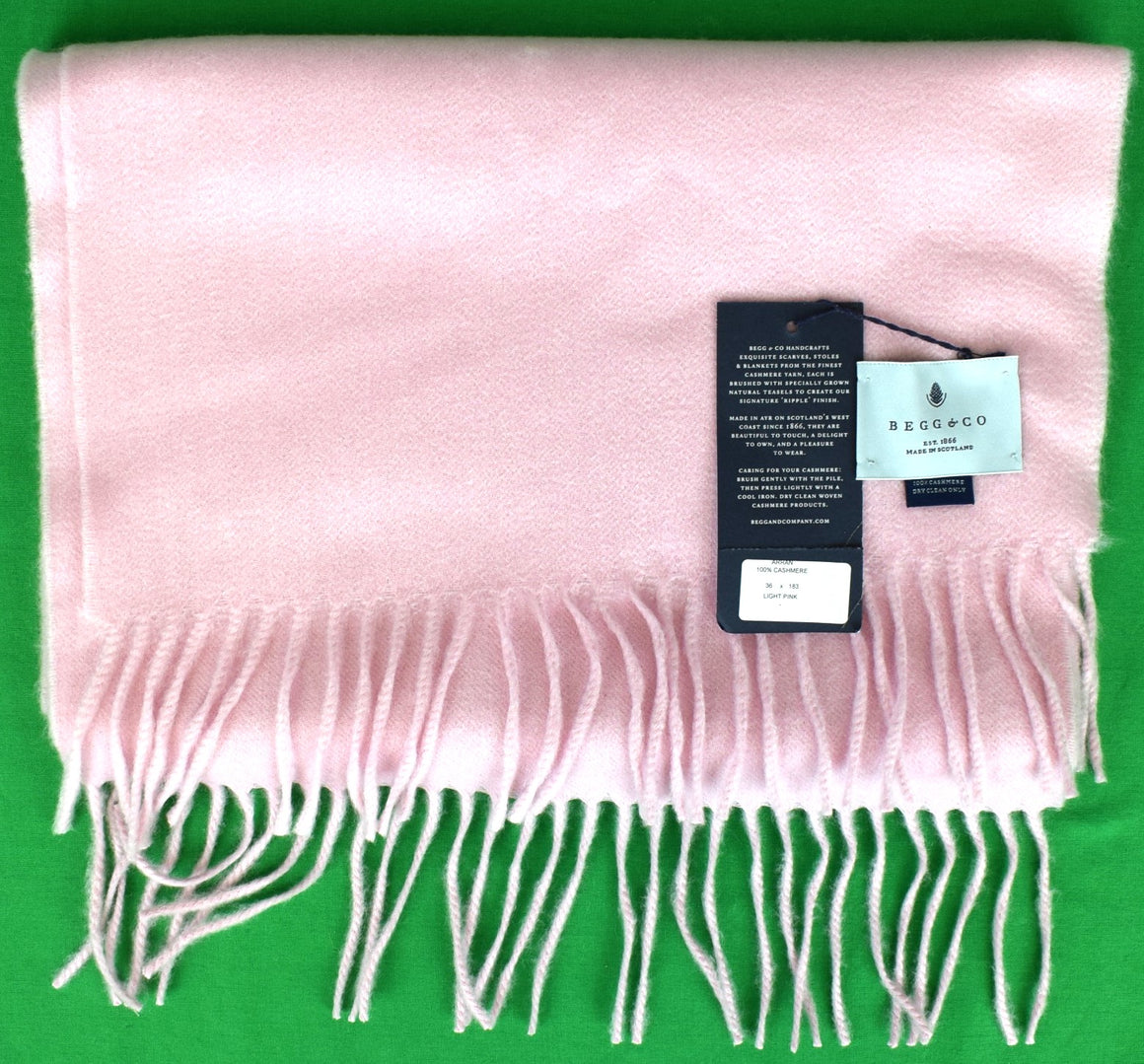 "Begg & Co Scottish Cashmere Arran Oversized Light Pink Scarf" (NWT)