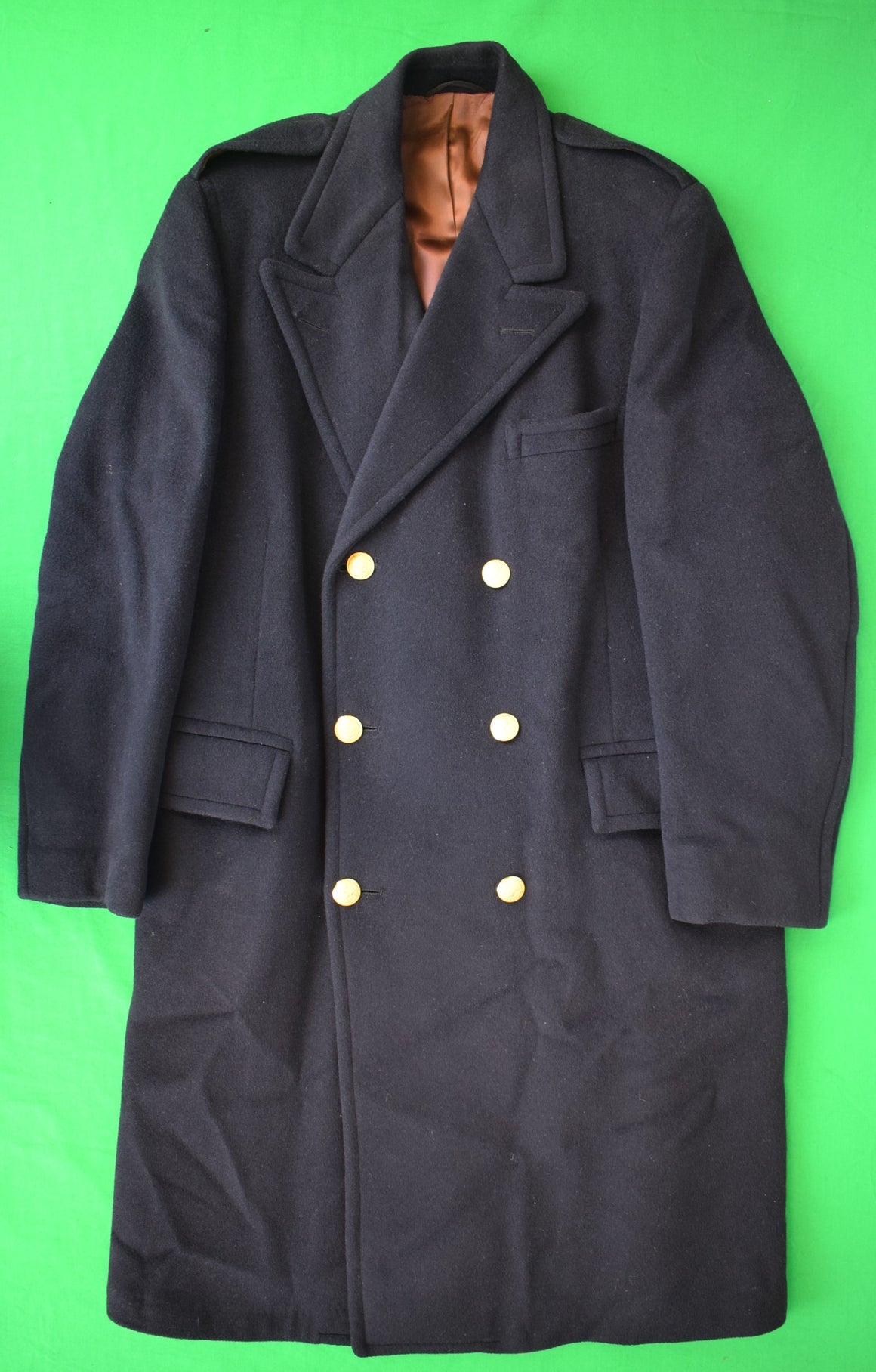 "Abercrombie & Fitch Navy Melton Wool British Warm D/B Men's Overcoat" Sz: 44