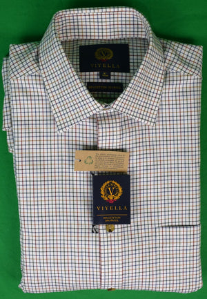Viyella Cotton/ Wool Multi Tattersall Spread Collar Sport Shirt Sz 16" (New w/ Tags)
