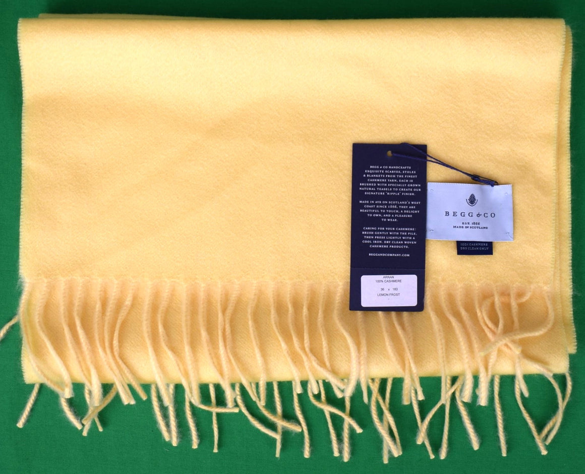 "Begg & Co Scottish Cashmere Arran Oversized Lemon Frost Scarf" (NWT)