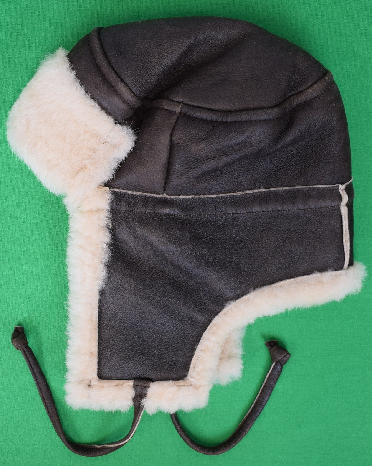 "Brooks Brothers Made England Brown Sheepskin Shearing Pilot/ Trapper Hat" Sz XL