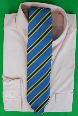 O'Connell's x Atkinsons Irish Poplin Necktie - Stripe - Blue w/ Navy & Yellow (NWOT)