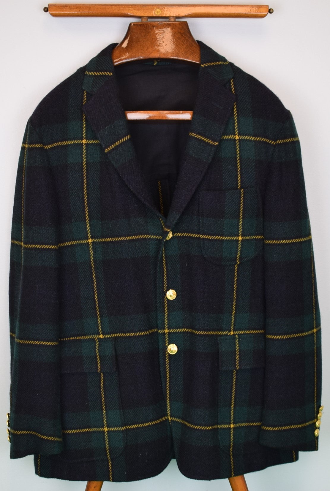 "Polo Ralph Lauren Dress Gordon Tartan Plaid Lambswool/ Alpaca Sport Coat Made in Italy" Sz 44R