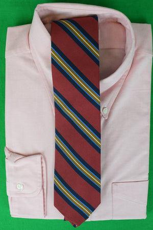 J. Press Irish Poplin Silk/ Wool Burgundy/ Navy Repp Stripe Tie