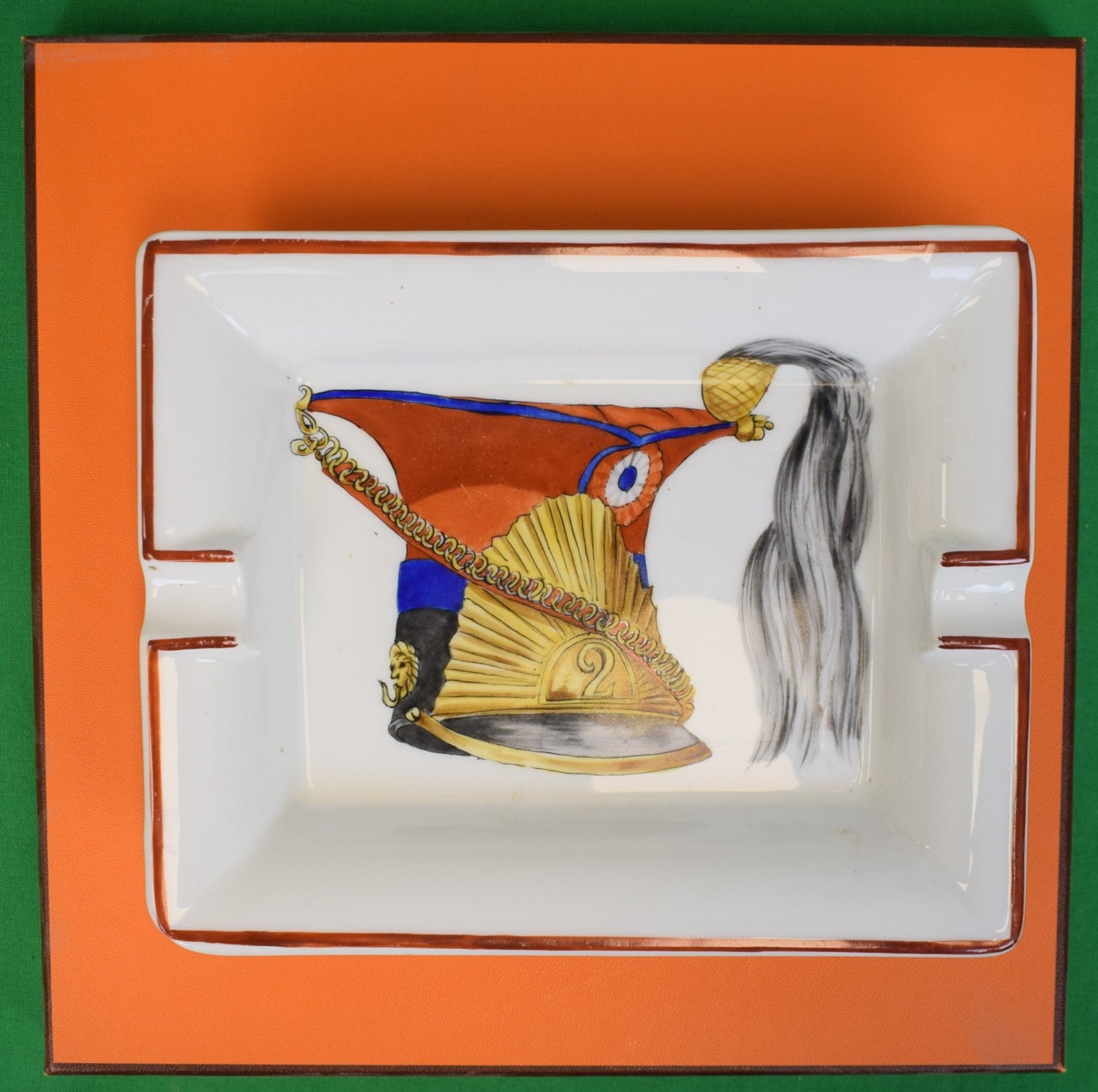 "Hermès Paris Porcelain Ashtray w/ French Military Kepi Hat Print" Provenance: The Susie Hilfiger Collection