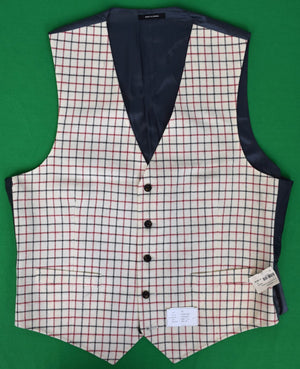 J. Press White/ Black Red Tattersall Wool Vest Sz XL (NWT)