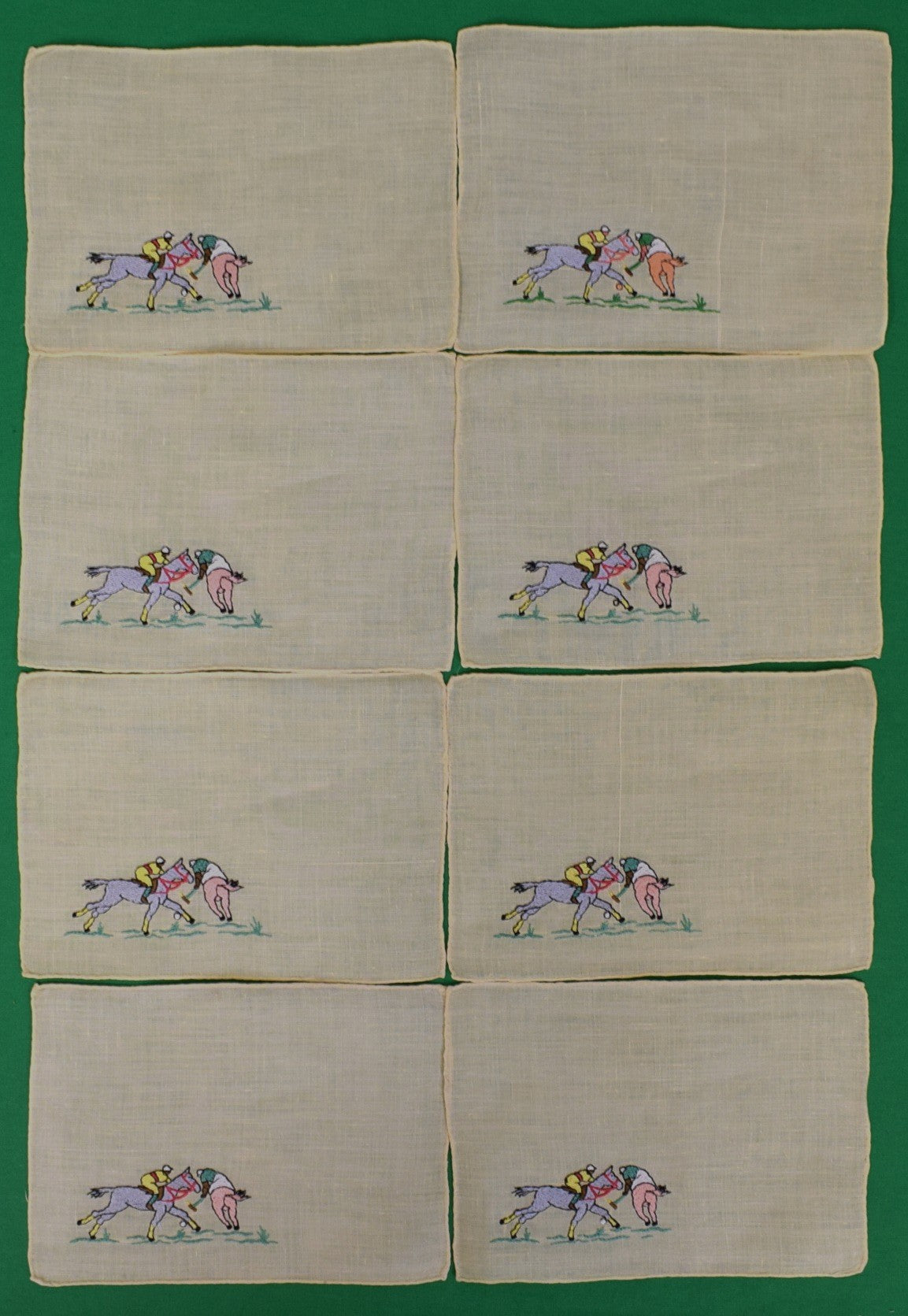 "Set x 8 Madeira Linen Polo Match Cocktail Napkins"