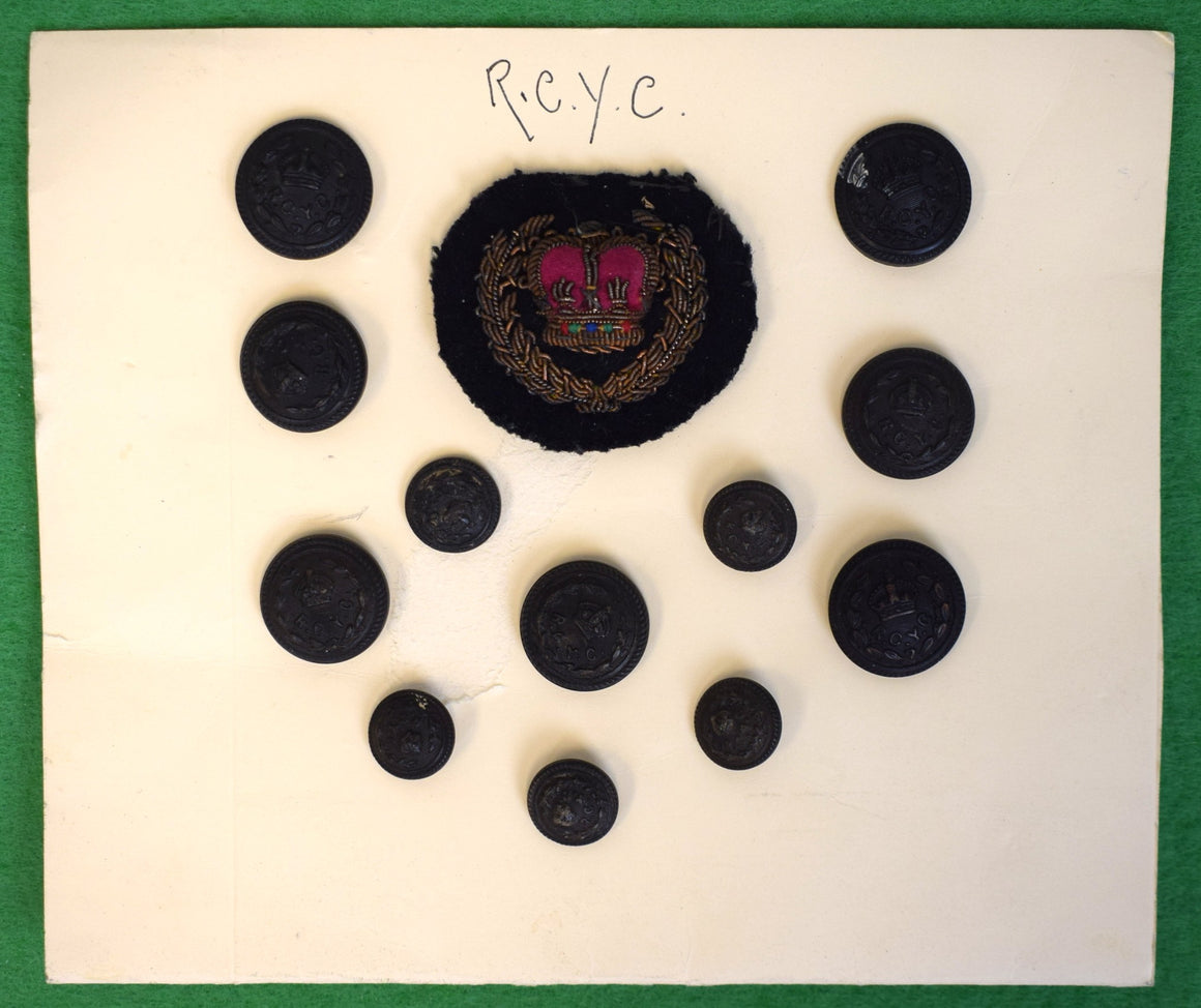 "Set x 12 Royal Corinthian Yacht Club Blazer Horn Buttons & Badge"