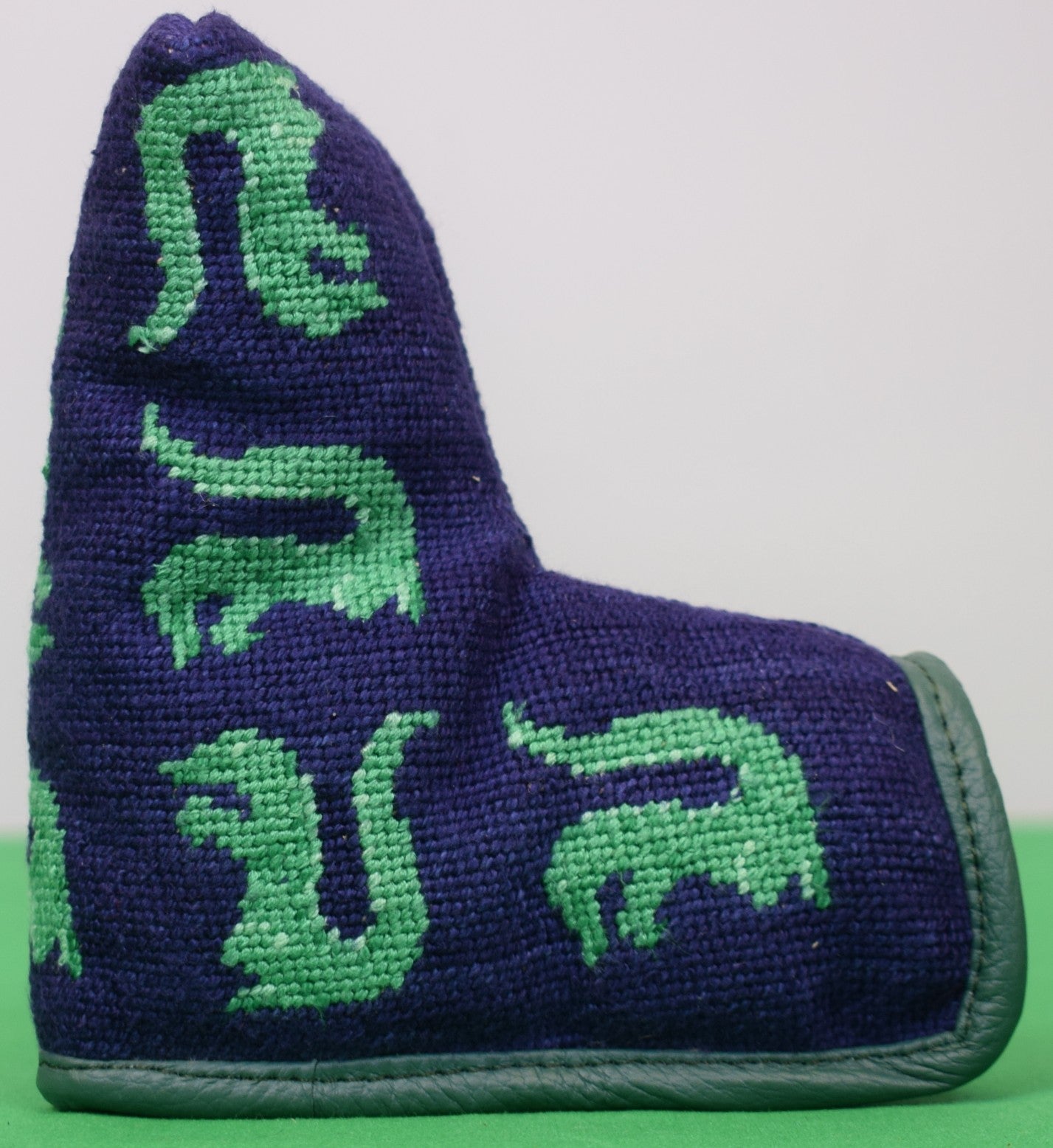 Smathers & Branson Needlepoint Putter Navy Headcover w/ Everglades Club Palm Beach Green Gator Logo