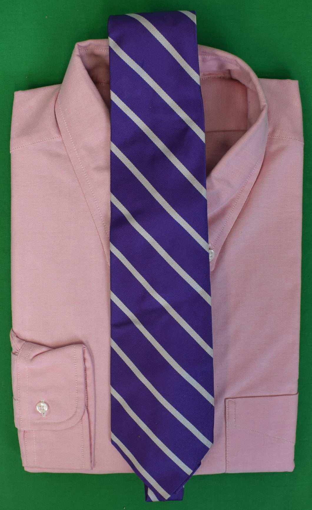 "Polo Ralph Lauren Purple Italian Silk w/ Silver Repp Stripe Club Tie" XLong