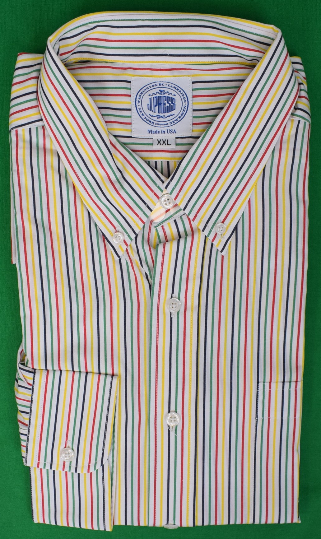 J. Press Multi Stripe B/D L/S Broadcloth Cut & Sewn Shirt Sz XXL (NWT)