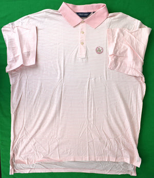 Ralph Lauren Polo Golf Pink/ White Candy Stripe Shirt w/ Rolling Rock Club Logo Sz: XXL