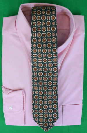 The Andover Shop Green English Silk Tie w/ Gold Medallion Print (NWOT)
