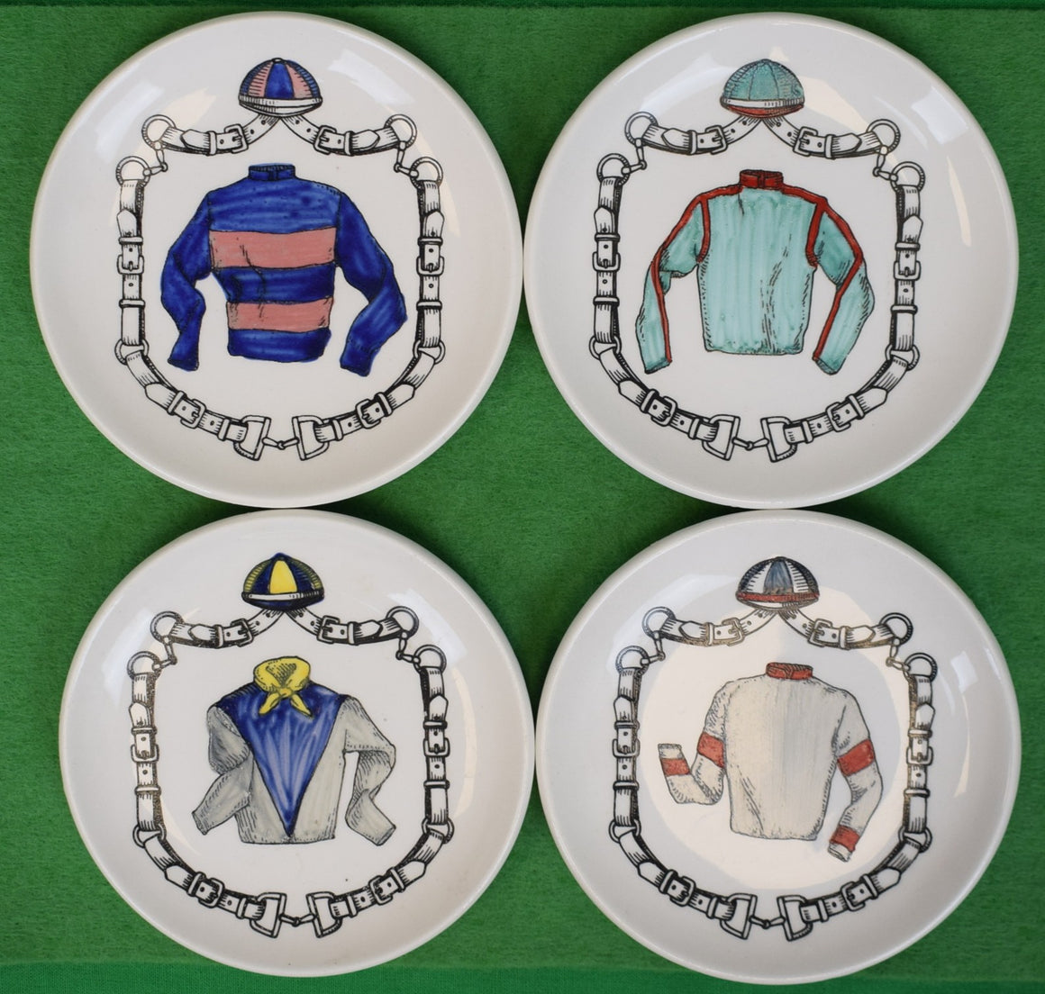 "Set x 4 Jockey Silks Ceramic Coasters Made In Italy"