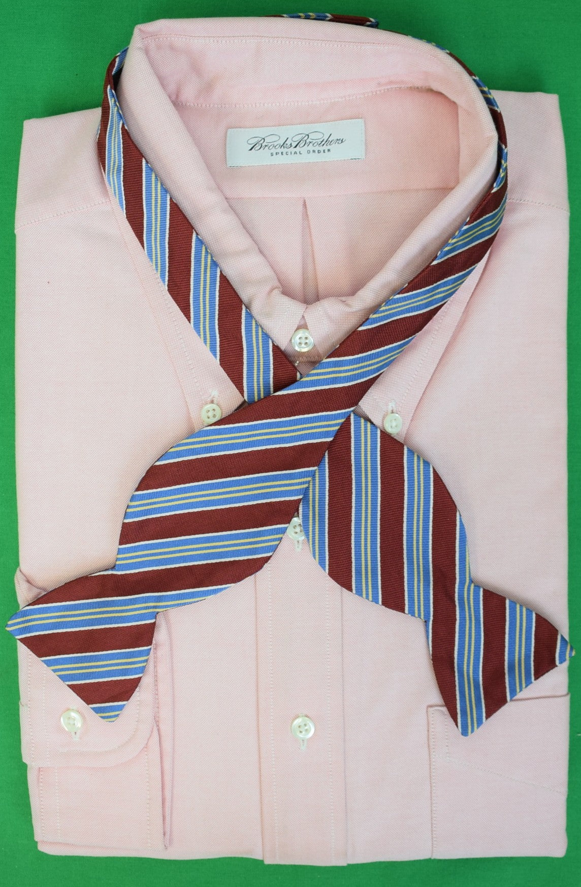 O'Connell's Burgundy/ Blue Repp Stripe Silk Bowtie