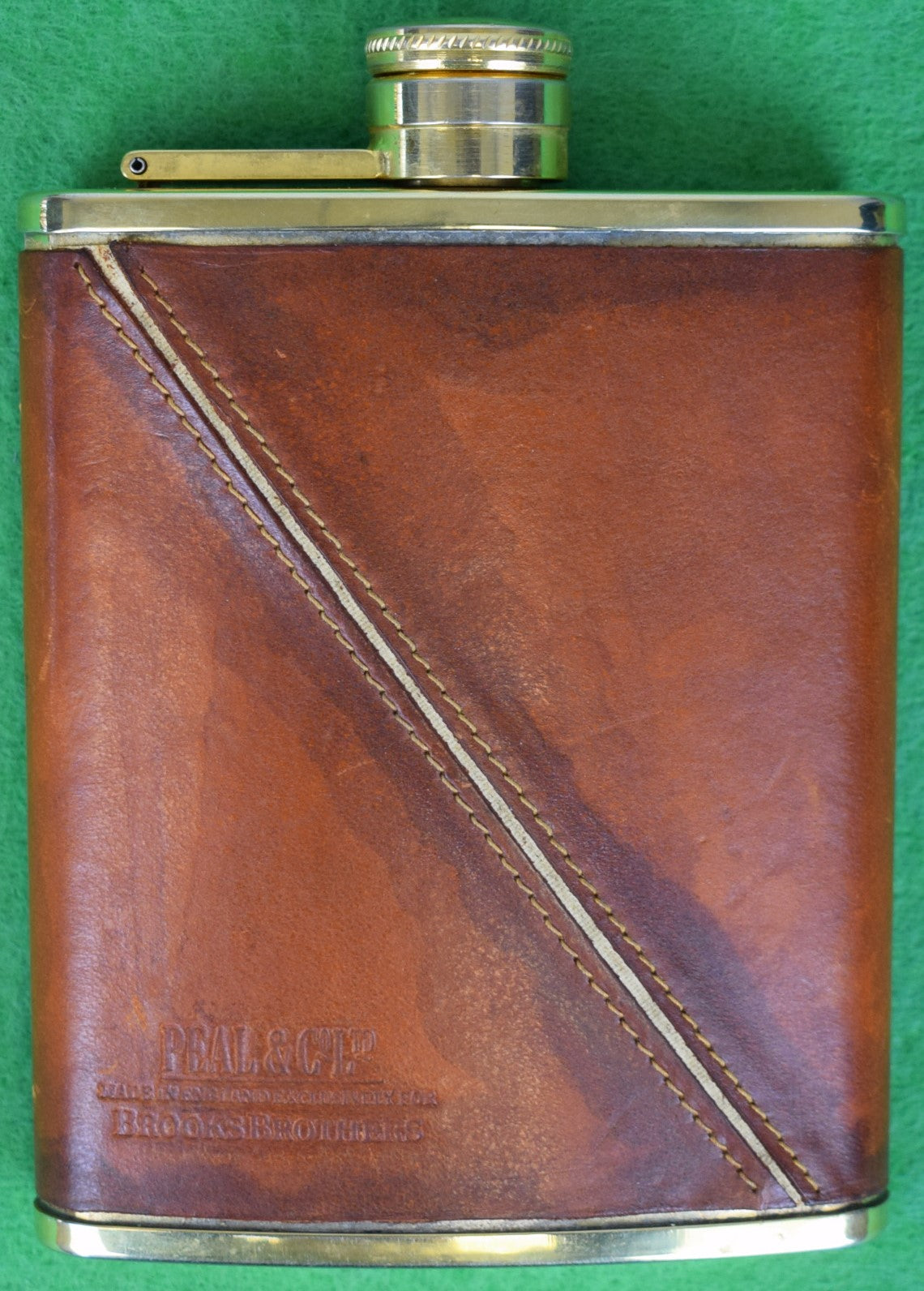 "Peal & Co x Brooks Brothers English Leather-Lined 6oz Flask"