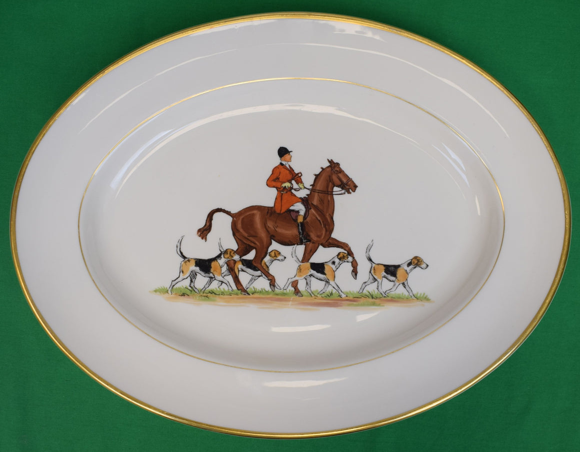 Picard China Decorated By Crest Studio Hand Painted Fox Hunt Scene Platter