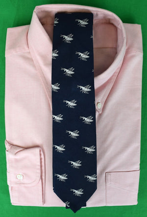 J. Press Navy Silk w/ Silver Grasshopper Club Tie