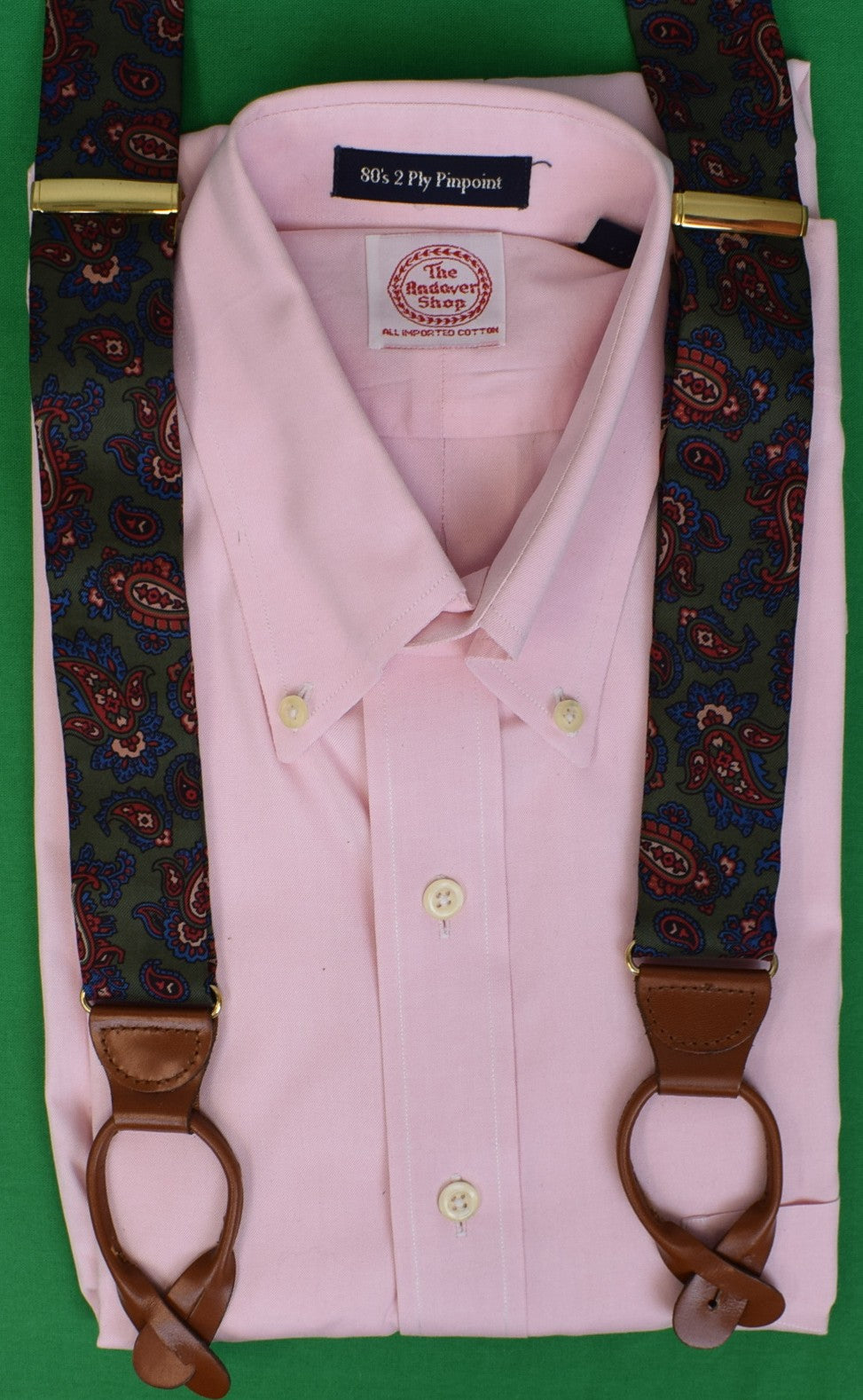 "J. Press Hunter Green Paisley Braces" (NWOT)