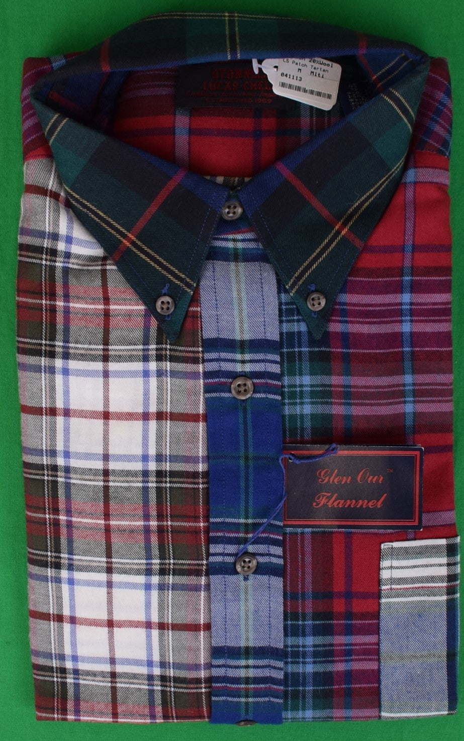 O'Connell's Patch Tartan B/D Cotton/ Wool Sport Shirt Sz M (NWT)
