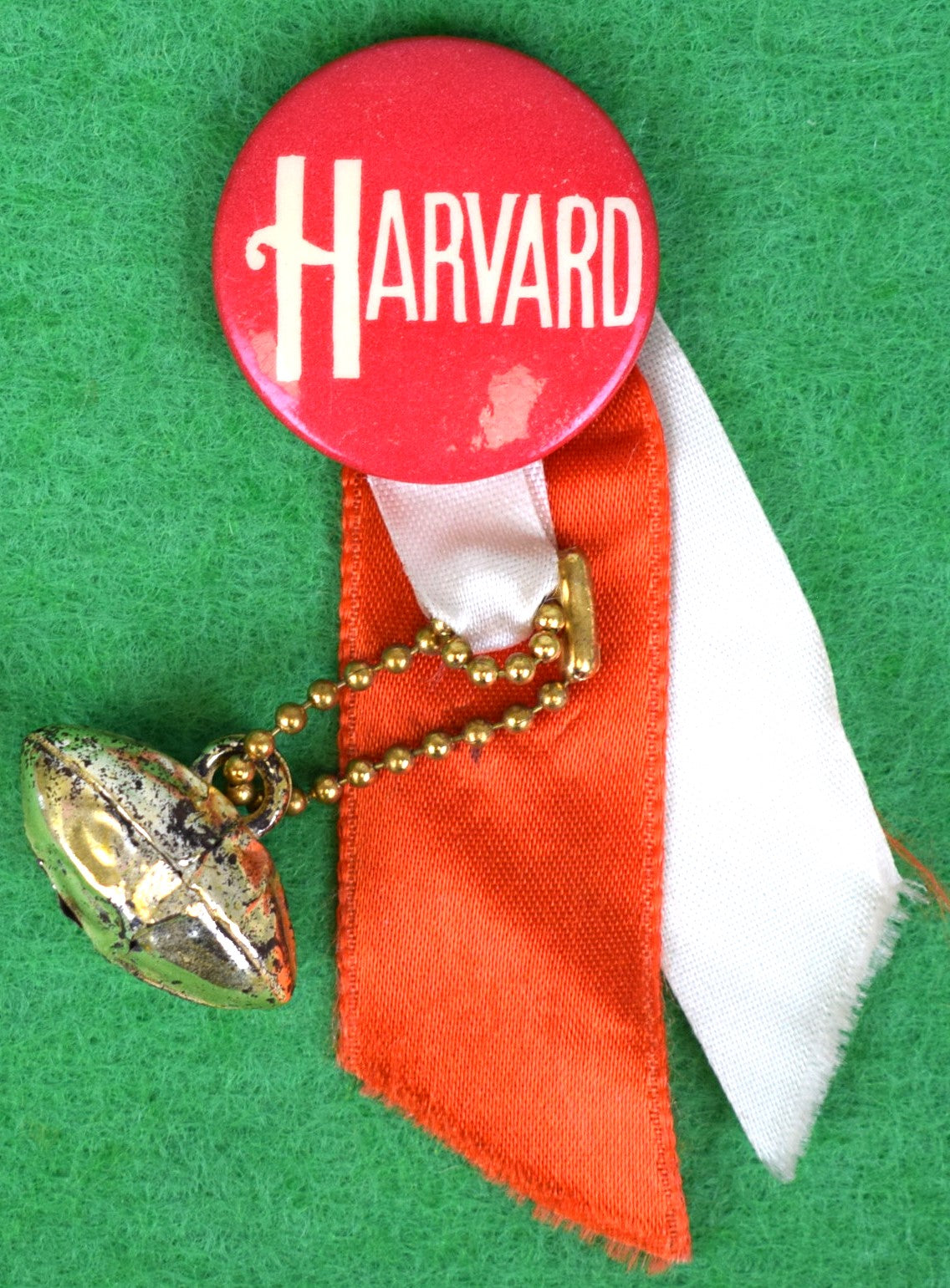"Harvard Pin w/ Football & Red/ White Ribbon"