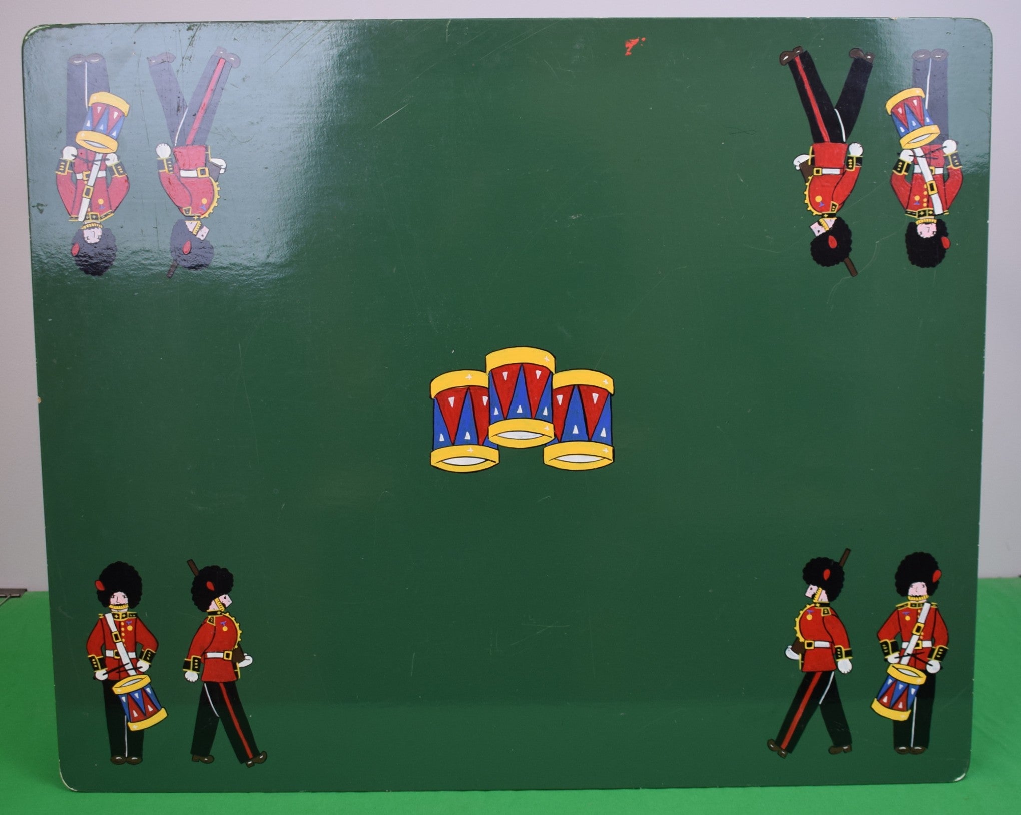 "British Racing Green Children's Games Table w/ Hand Painted King's Guards" Provenance: The Susie Hilfiger Collection