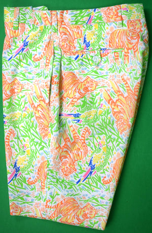 "O'Connell's x Lilly Pulitzer Tiger Tropical Print Bermuda GT Shorts" Sz 32