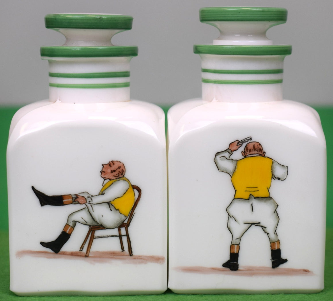 Set x 2 Cyril Gorainoff for Abercrombie & Fitch Fox-Hunter w/ Yellow Waistcoat Porcelain Vanity Jars