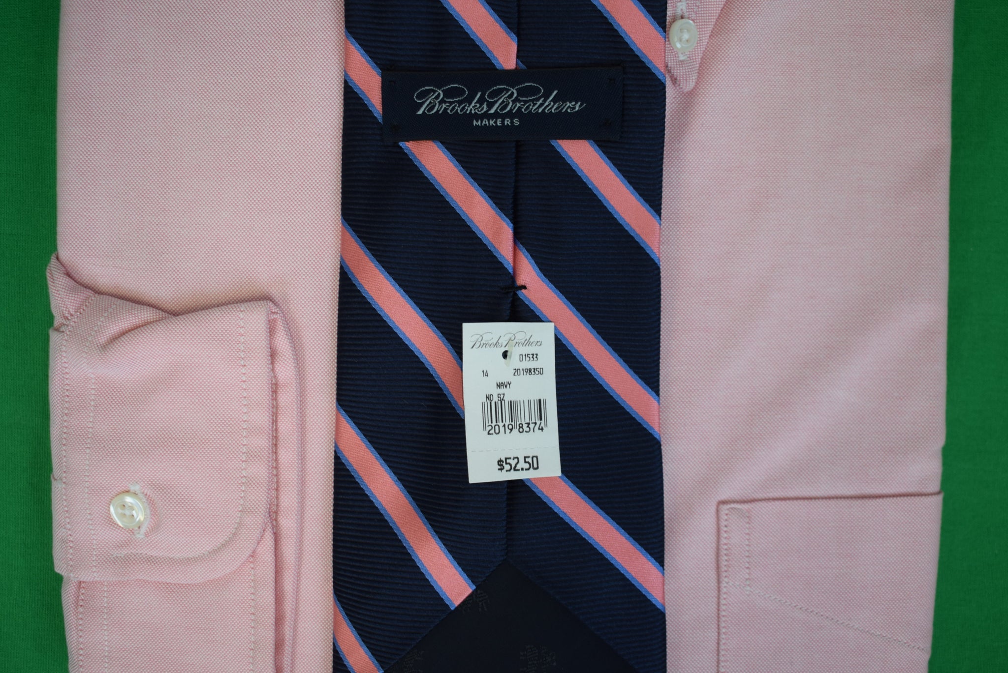 Brooks Brothers Navy/ Pink Repp Stripe English Silk Club Tie (NWT)
