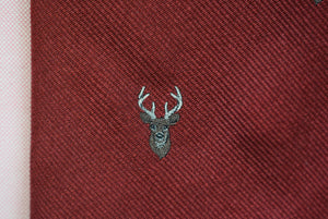 O'Connell's x Atkinsons Burgundy Silk w/ Stag Head Club Tie (NWOT)