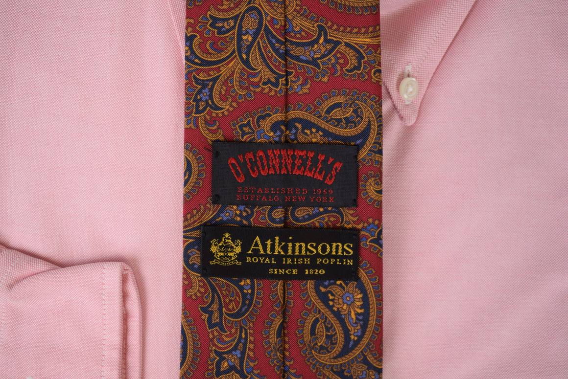 "O'Connell's x Atkinsons Royal Irish Wool/ Silk Poplin Burgundy Paisley Tie"