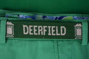 Deerfield Academy 1796 Green Needlepoint Belt Sz 40 (New w/ S&B Tag)
